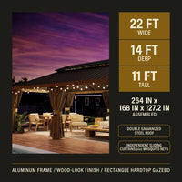 14 Ft. X 22 Ft. Double Galvanized Steel Roof Aluminum Wood-Looking Frame Outdoor Patio Hardtop Gazeb — Results & Stats