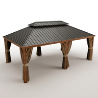 14 Ft. X 22 Ft. Double Galvanized Steel Roof Aluminum Wood-Looking Frame Outdoor Patio Hardtop Gazeb — Studio Shot