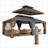 14 Ft. X 22 Ft. Double Galvanized Steel Roof Aluminum Wood-Looking Frame Outdoor Patio Hardtop Gazeb — How It Works