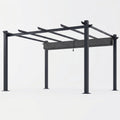 Aluminum Pergola Built for Lasting Style, 16x12 Ft Coverage, Retractable Dark Gray Canopy, 192 Sq Ft Shade