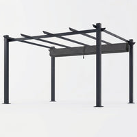 16 Ft. W X 12 Ft. D Aluminum Pergola Outdoor with Dark Gray Retractable Canopy — Studio Shot
