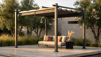 16 Ft. W X 12 Ft. D Aluminum Pergola Outdoor with Dark Gray Retractable Canopy — Lifestyle