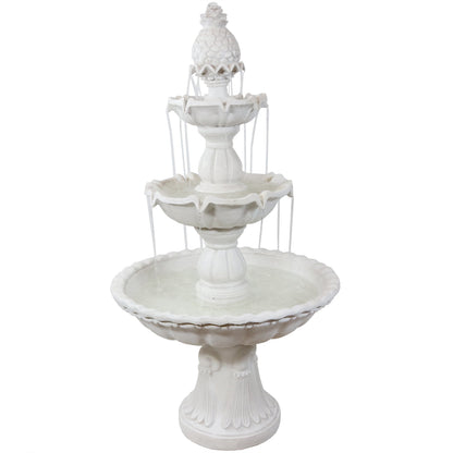 Sunnydaze Welcome 3-Tier Outdoor Water Fountain for Garden - 57"