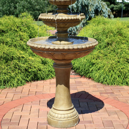 Sunnydaze Large 4-Tier Outdoor Water Fountain with LED Light - 65"