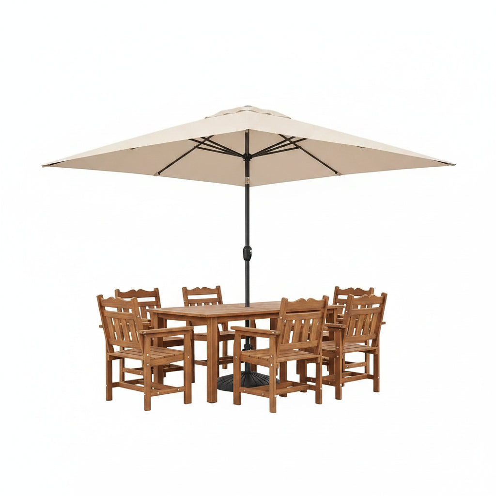 10 Ft. X 6.5 Ft. Rectangle Outdoor Patio Market Table Umbrella with Push Button Tilt and Crank in Beige
