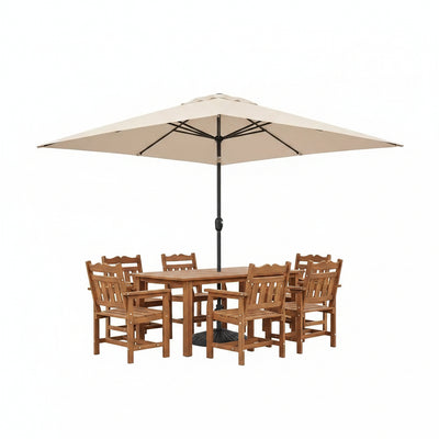 10 Ft. X 6.5 Ft. Rectangle Outdoor Patio Market Table Umbrella with Push Button Tilt and Crank in Beige