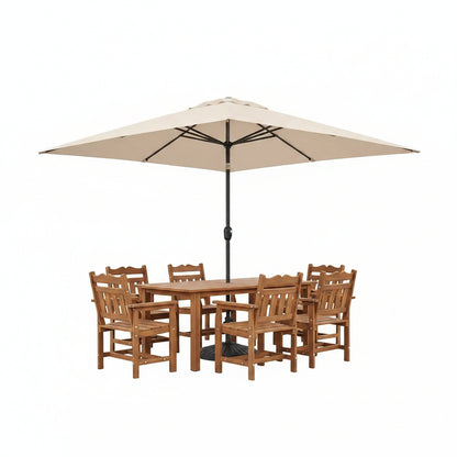 10 Ft. X 6.5 Ft. Rectangle Outdoor Patio Market Table Umbrella with Push Button Tilt and Crank in Beige