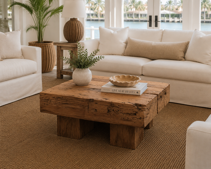 Organic Square Teak Coffee Table 32"
