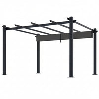 Aluminum Pergola Built for Lasting Style, 16x12 Ft Coverage, Retractable Dark Gray Canopy, 192 Sq Ft Shade