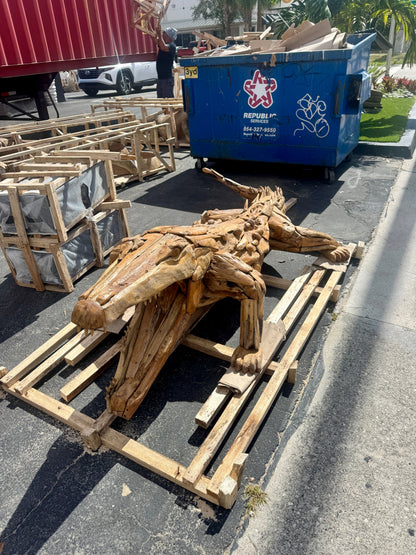 Alligator Statue 260x120x66 Cm – Teak Wood