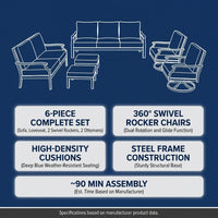 Patio Furniture Set 6-Piece Outdoor Patio Conversation Set with Blue Cushions Lawn Furniture — Results & Stats