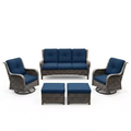 Outdoor Conversation Set Built for All-Weather Comfort, 6-Piece Steel Frame, High-Density Cushions, Swivel Rockers