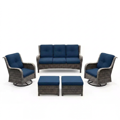 Outdoor Conversation Set Built for All-Weather Comfort, 6-Piece Steel Frame, High-Density Cushions, Swivel Rockers