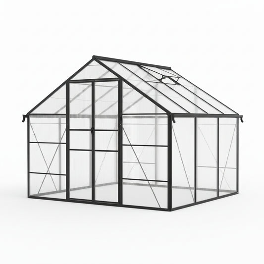 10x12 FT Greenhouse for Outdoors, Polycarbonate Greenhouse with Roof