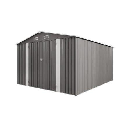SUSUA10x12FT Outdoor Storage Shed  Metal Garden Shed with Double Door Two Window Waterproof Tool Shed for Backyard Patio Lawn