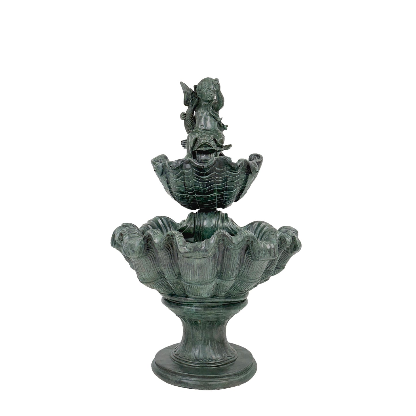 Bronze Putto on Fish Shell Fountain