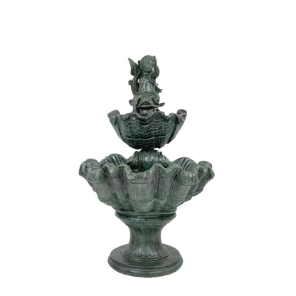 Bronze Putto on Fish Shell Fountain