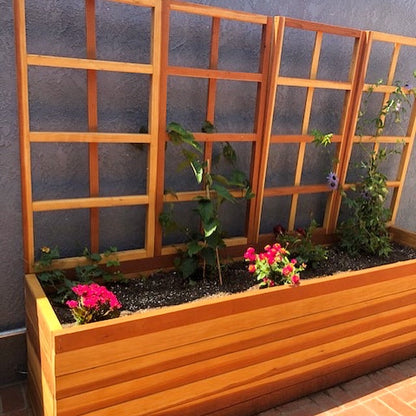 San Laura's Redwood Planter Box with Trellis