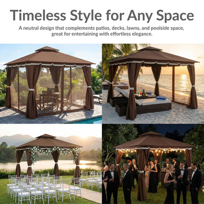Sunnydaze 10' x 10' Gazebo with Screens and Privacy Walls