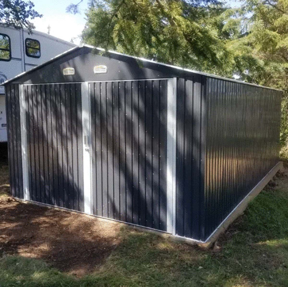 13 x 20 ft Metal Garage Shed with Double Doors