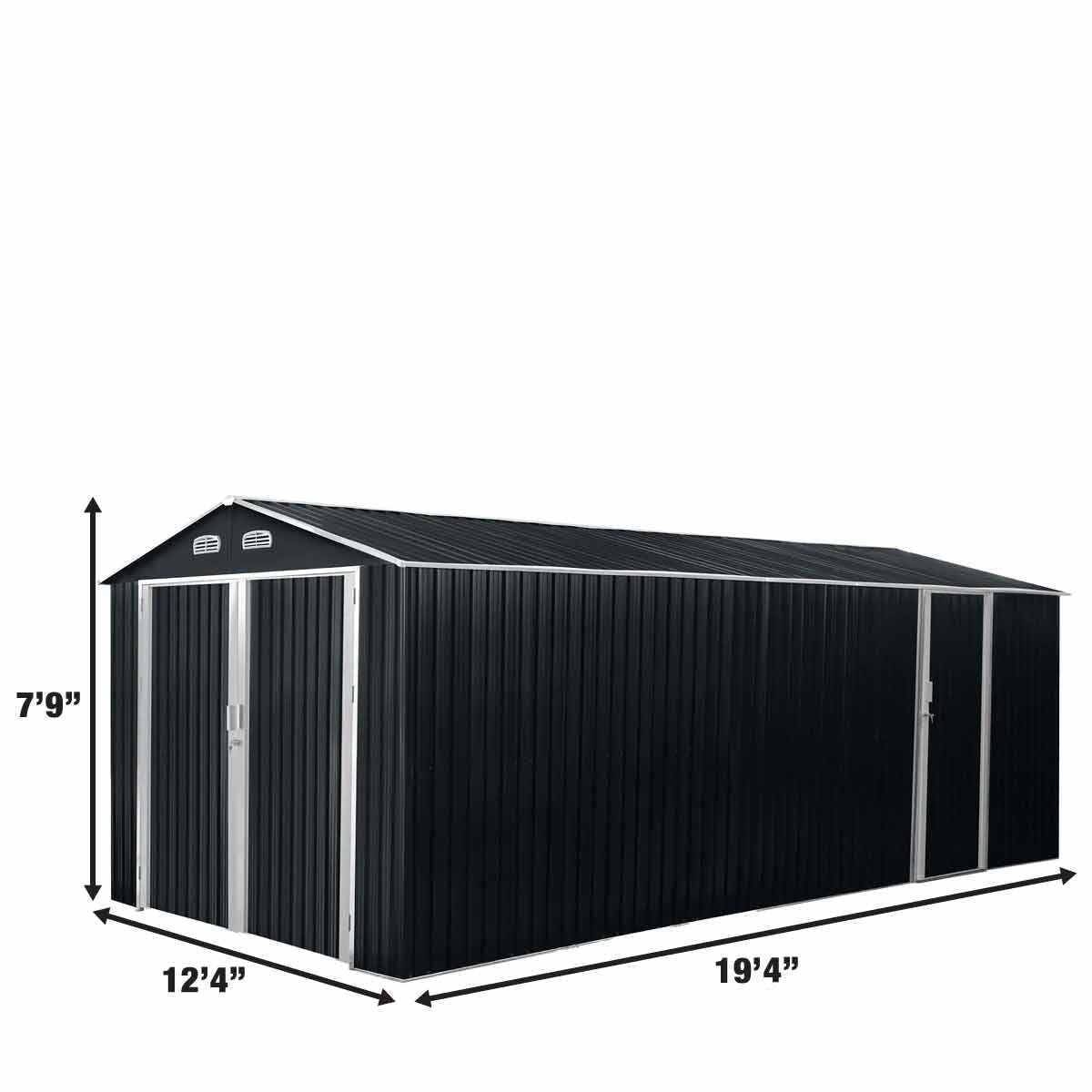 13 x 20 ft Metal Garage Shed with Double Doors