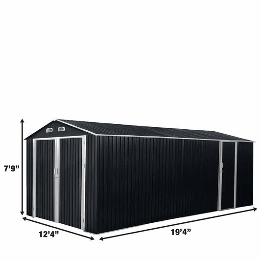 13 x 20 ft Metal Garage Shed with Double Doors