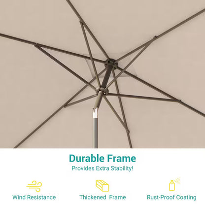 10 Ft. X 6.5 Ft. Rectangle Outdoor Patio Market Table Umbrella with Push Button Tilt and Crank in Beige