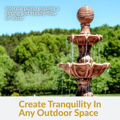 Sunnydaze Large Tiered Ball Outdoor Fountain - 80" H