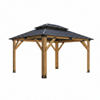 Wood Gazebo Built for Outdoor Living, 11X13 Ft Cedar Frame, Galvanized Steel Roof, Double Layer Ventilation