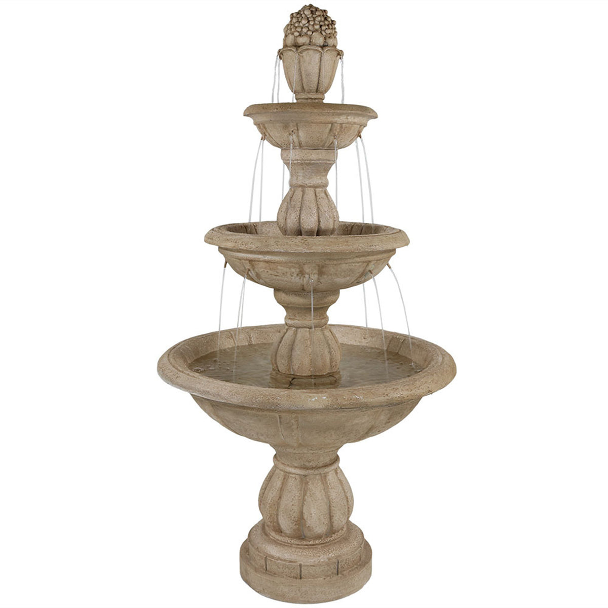 Sunnydaze 3-Tier Cornucopia Outdoor Water Fountain - 61" H
