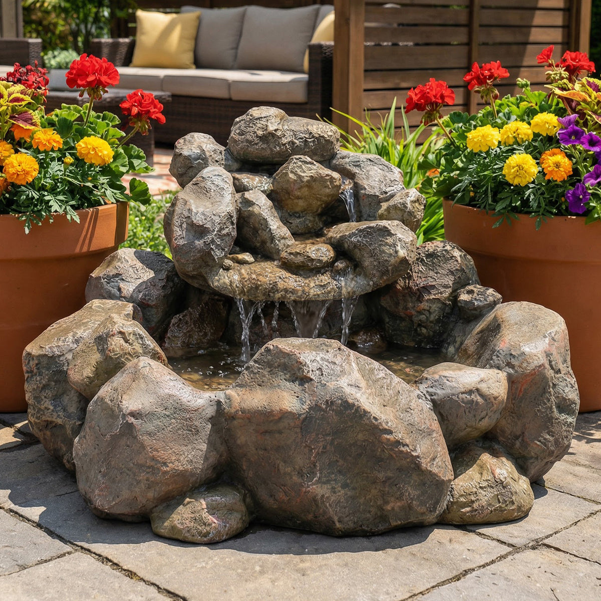 Sunnydaze Rocky Ravine Outdoor Water Fountain - 18" H