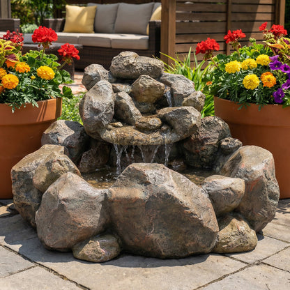 Sunnydaze Rocky Ravine Outdoor Water Fountain - 18" H
