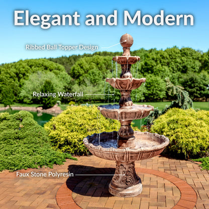 Sunnydaze Large Tiered Ball Outdoor Fountain - 80" H