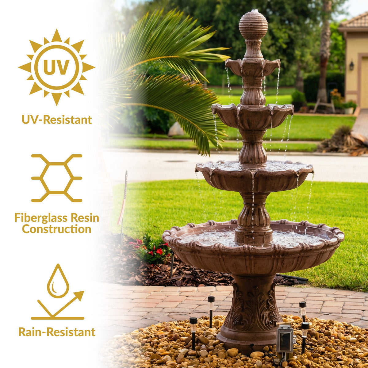 Sunnydaze Large Tiered Ball Outdoor Fountain - 80" H