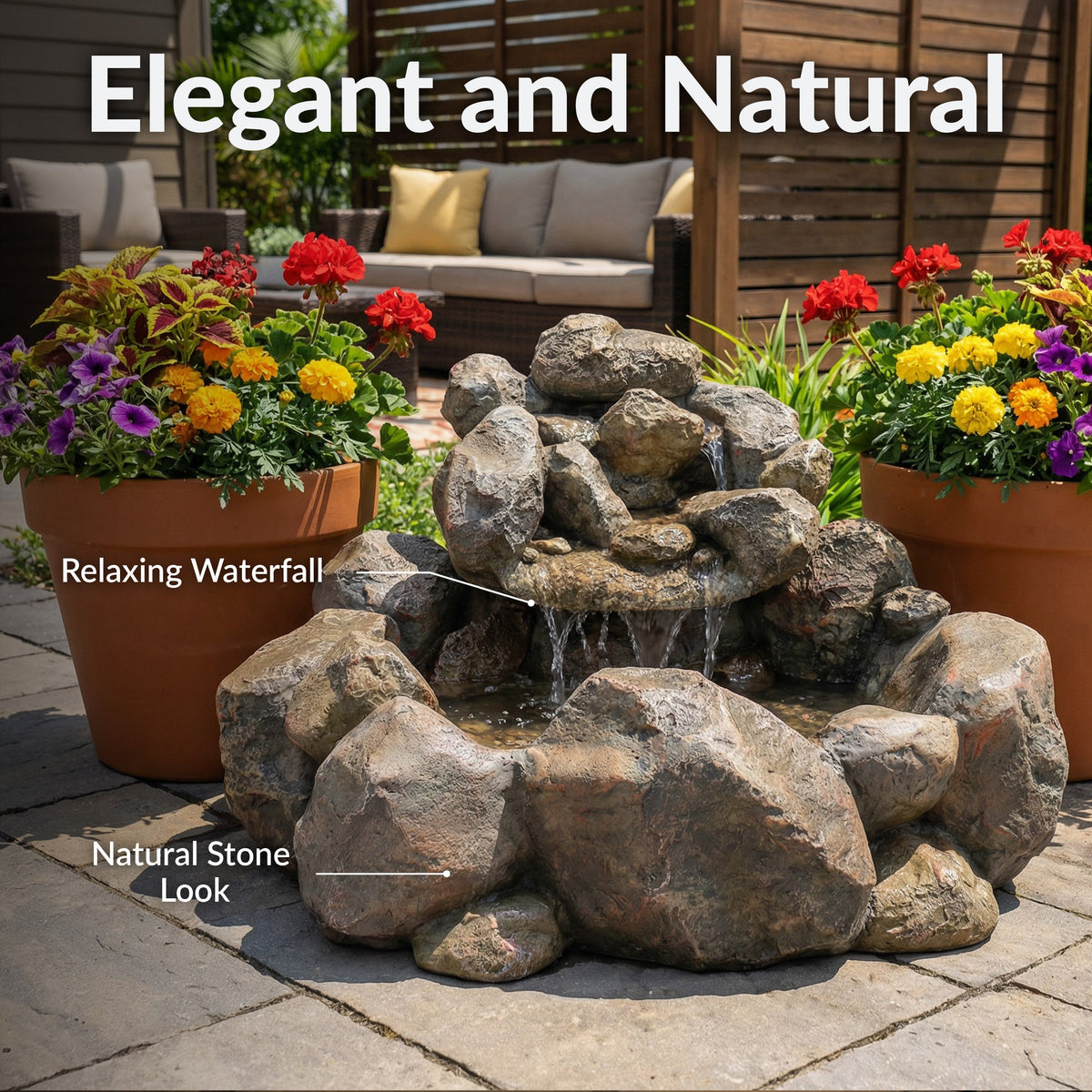 Sunnydaze Rocky Ravine Outdoor Water Fountain - 18" H