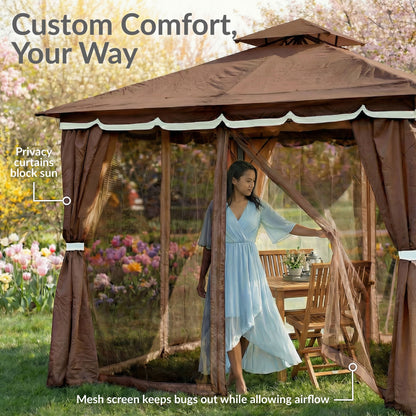 Sunnydaze 10' x 10' Gazebo with Screens and Privacy Walls