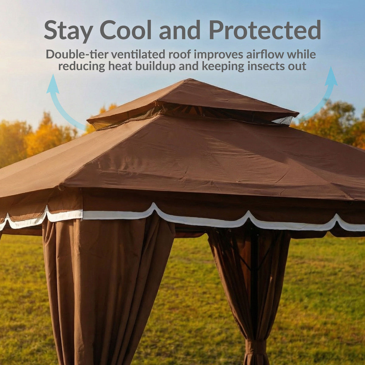 Sunnydaze 10' x 10' Gazebo with Screens and Privacy Walls