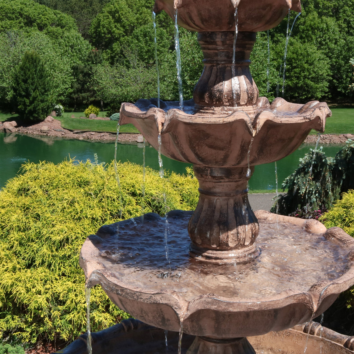 Sunnydaze Large Tiered Ball Outdoor Fountain - 80" H
