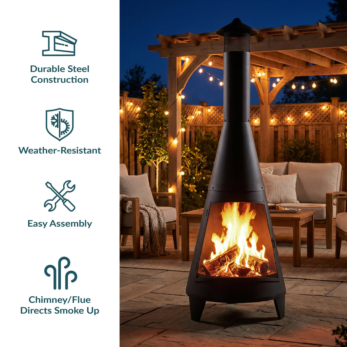 Sunnydaze 70" Chiminea Outdoor Fireplace