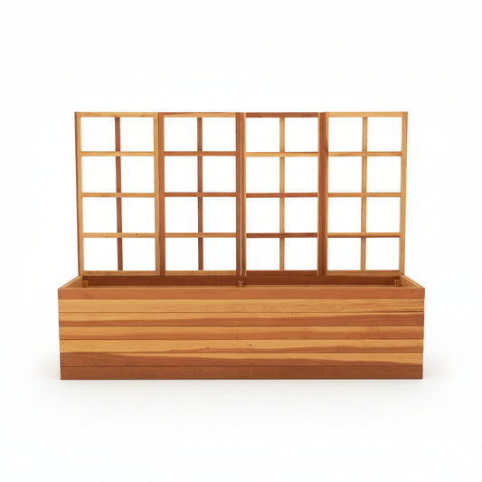 San Laura's Redwood Planter Box with Trellis