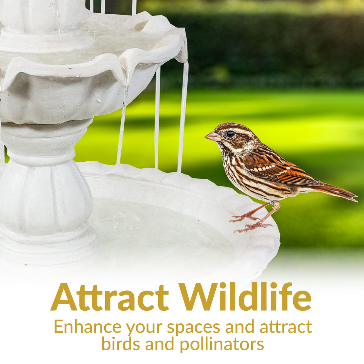 Sunnydaze Welcome 3-Tier Outdoor Water Fountain for Garden - 57"