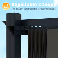 Aluminum Pergola Built for Lasting Style, 16x12 Ft Coverage, Retractable Dark Gray Canopy, 192 Sq Ft Shade