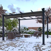 Aluminum Pergola Built for Lasting Style, 16x12 Ft Coverage, Retractable Dark Gray Canopy, 192 Sq Ft Shade