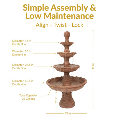 Sunnydaze Large Tiered Ball Outdoor Fountain - 80" H