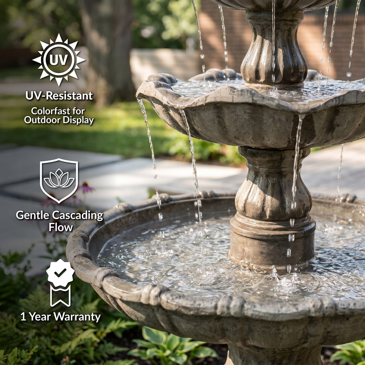 Sunnydaze 4-Tier Grand Courtyard Outdoor Water Fountain - 80" H