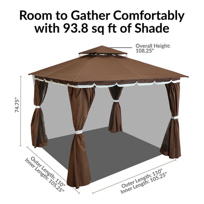 Sunnydaze 10' x 10' Gazebo with Screens and Privacy Walls